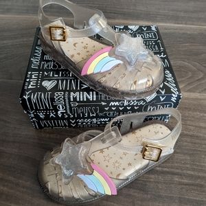 MINI MELISSA POSSESSION II Clear jelly sandals glitter star and rainbow